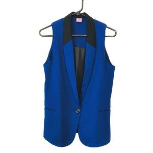 Ren Vintage Tuxedo Vest Sapphire Black Collar Front Pockets Lined Women’s Medium